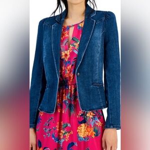 INC International Concepts Puffed Sleeve Denim Blazer  (US Size Small)